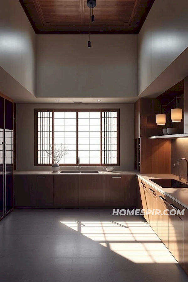 Spatial Harmony in Japanese-Themed Kitchen