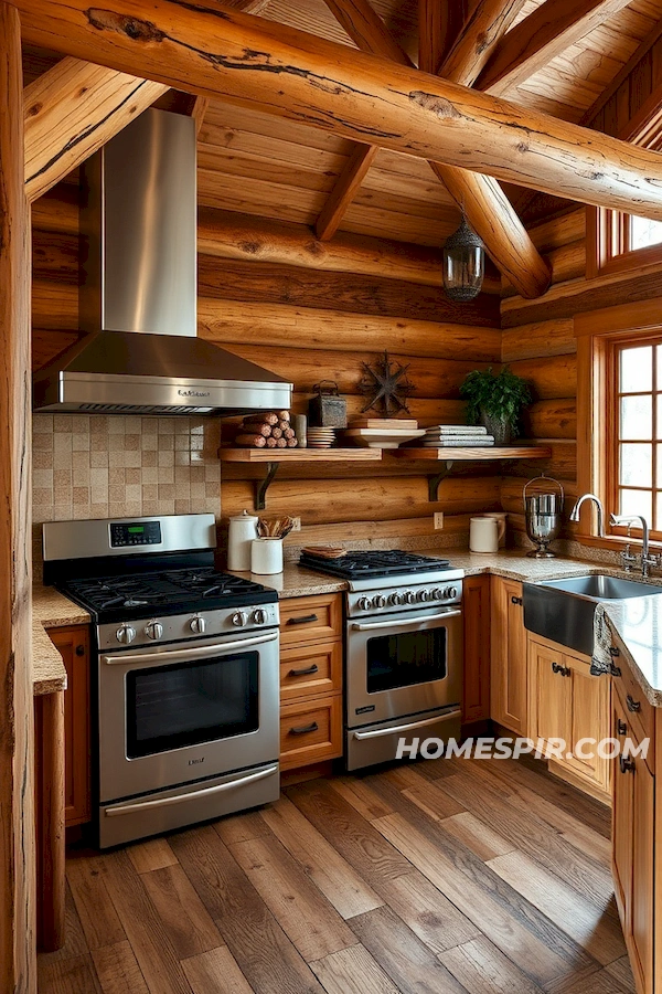 Stainless Steel in Rustic Log Home