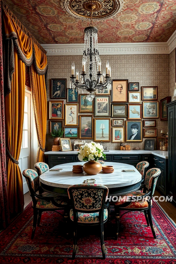 Statement Chandelier in Maximalist Kitchen