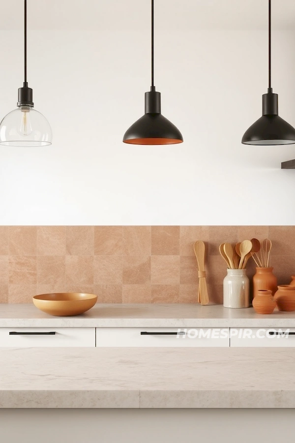 Stone Countertops and Clay Tiles in Minimalist Kitchen