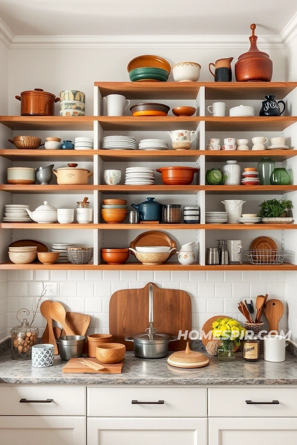 Studio Kitchen with Artistic Open Shelving Display