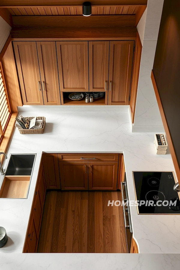 Stylish Marble and Steel in Japanese Kitchen