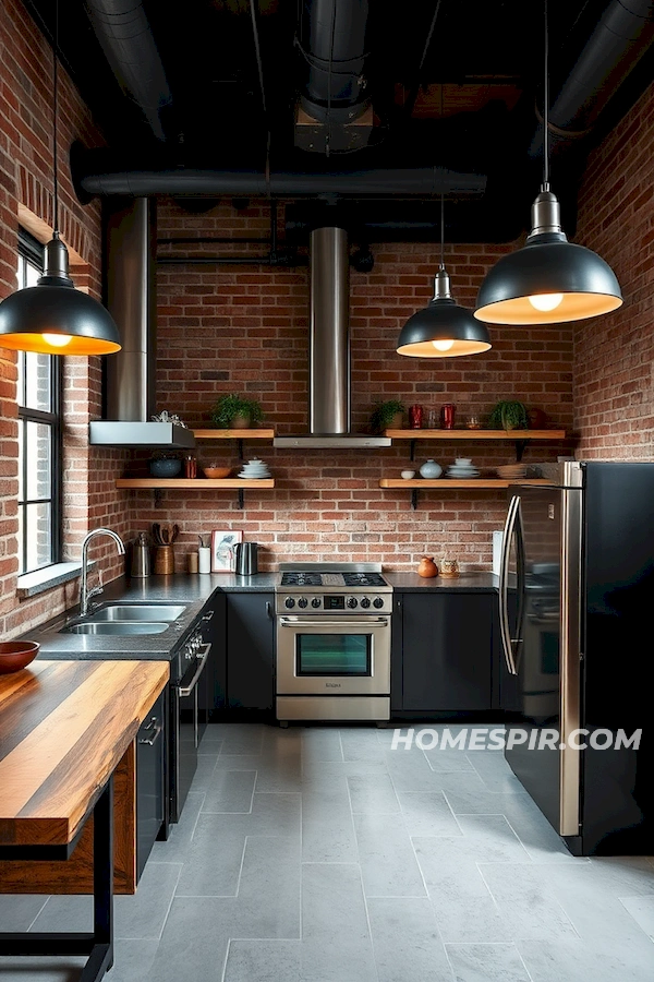 Stylish Metal and Wood Studio Kitchen