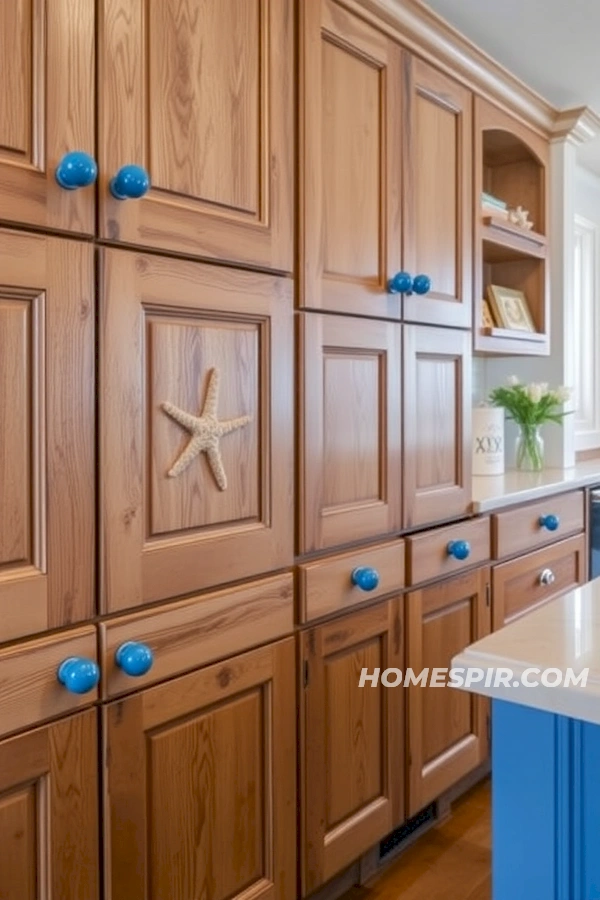 Stylish Starfish Handles on Kitchen Cabinets