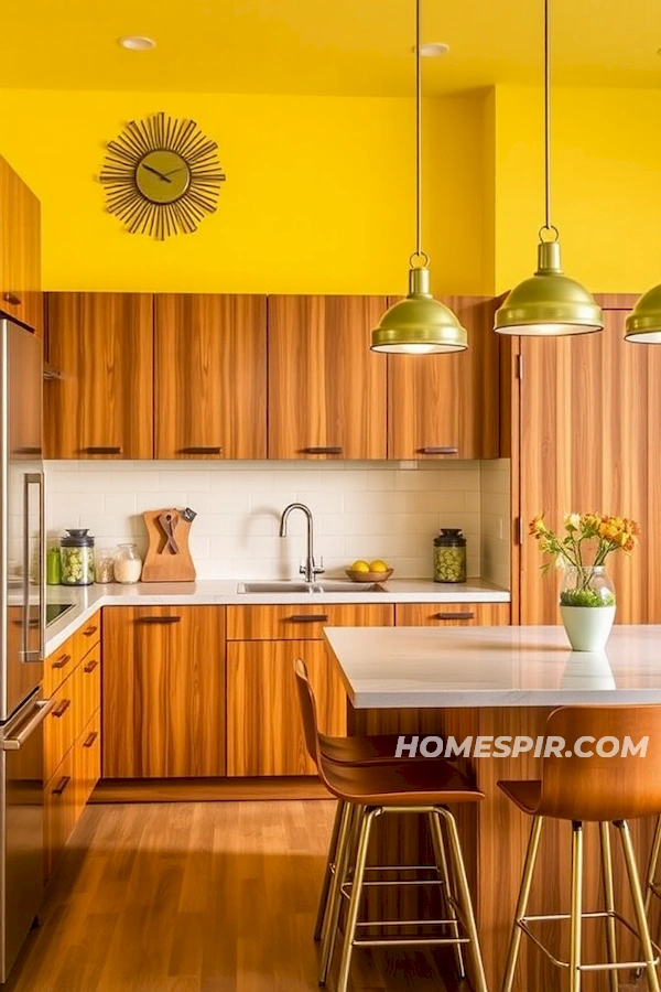 Sunburst Clock in Retro-Colorful Kitchen Setting