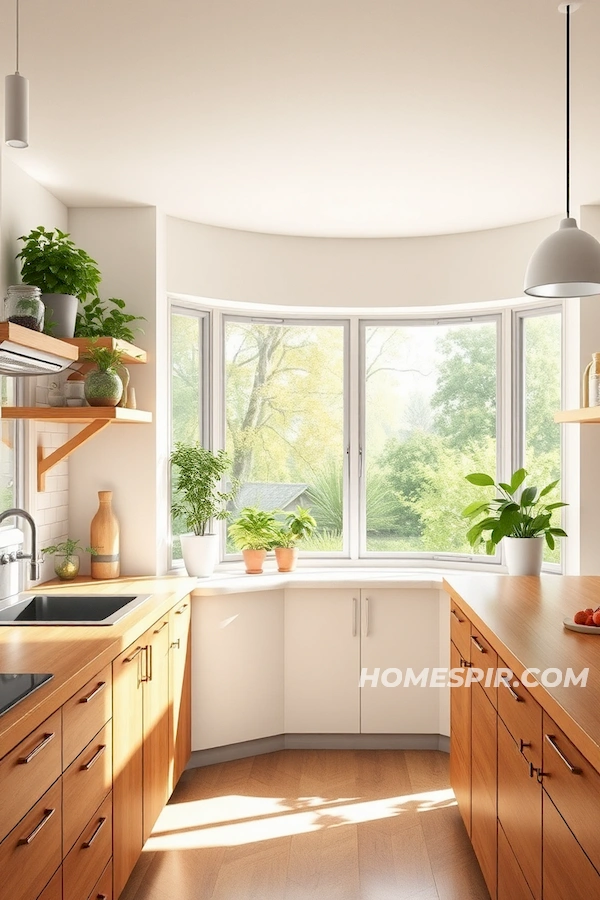 Sunlit Bay Window in Mid-Century Kitchen