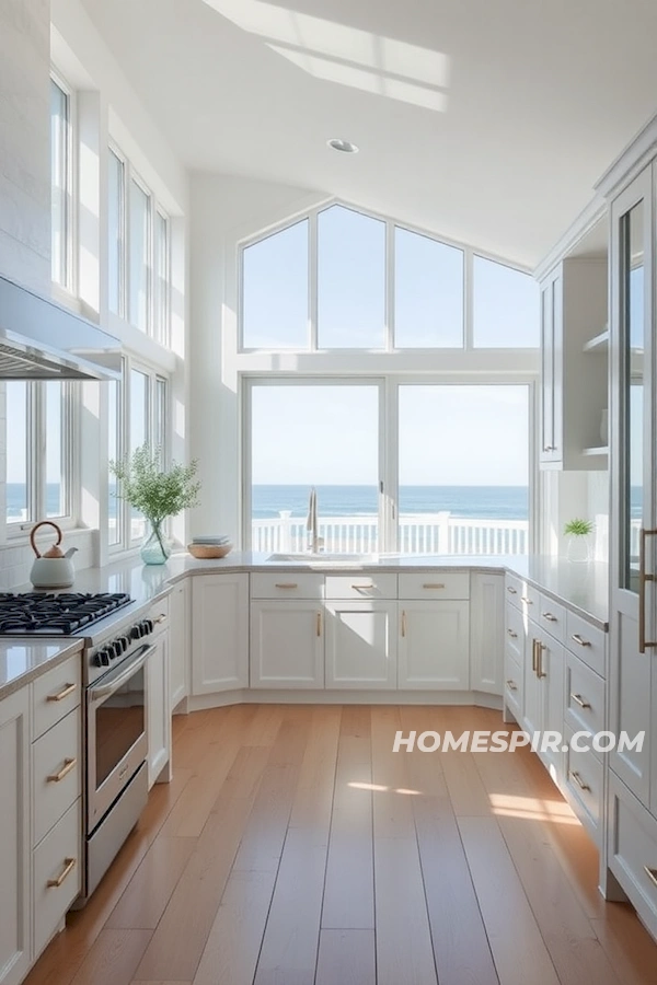 Sunlit Coastal Kitchen with Ocean Views