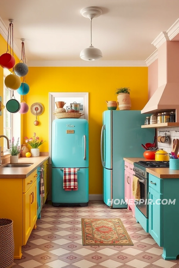 Sunshine Yellow Wall in Vibrant Kitchen