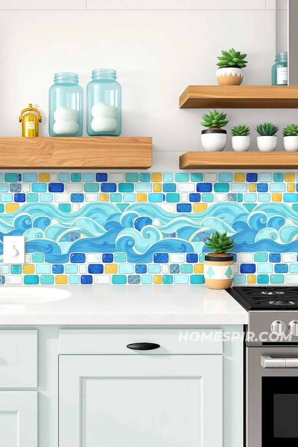 Surf Kitchen Decor with Sea Glass and Mosaic Tiles