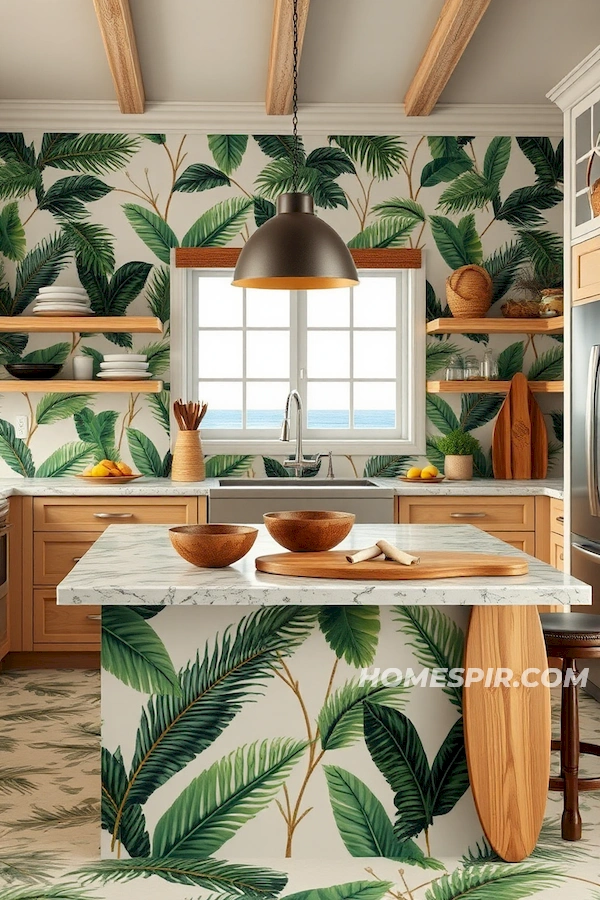 Surfboard Style and Palm Patterns in Kitchen Decor