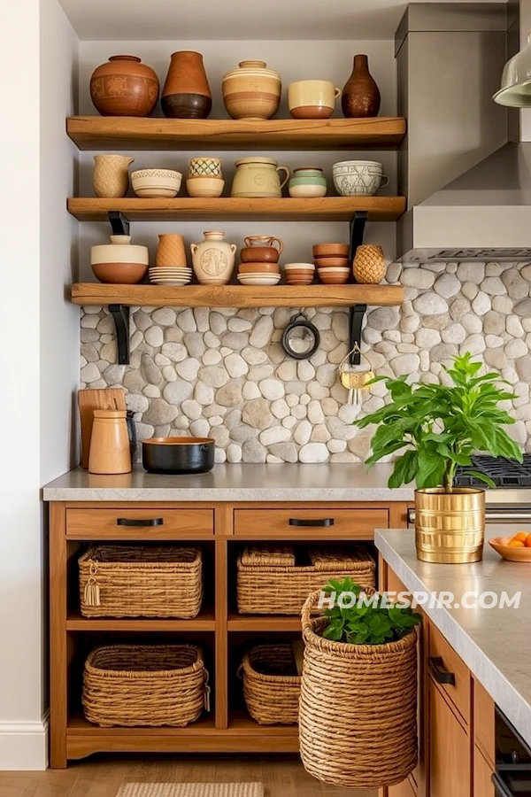 Tactile Wooden and Stone Textures in Kitchen