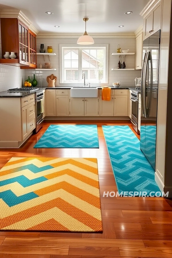 Teal and Mustard Zigzag Rugs