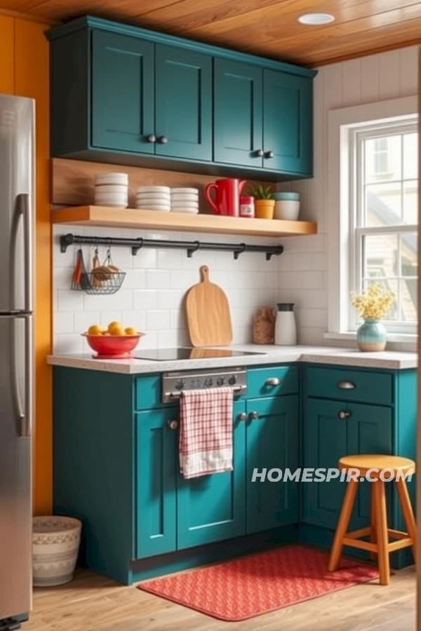 Teal Mustard Coral Kitchen Harmony