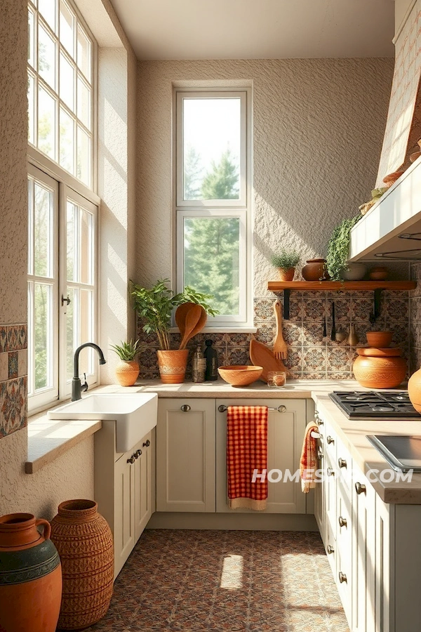 Terracotta and Morning Sunlight in Boho Kitchen