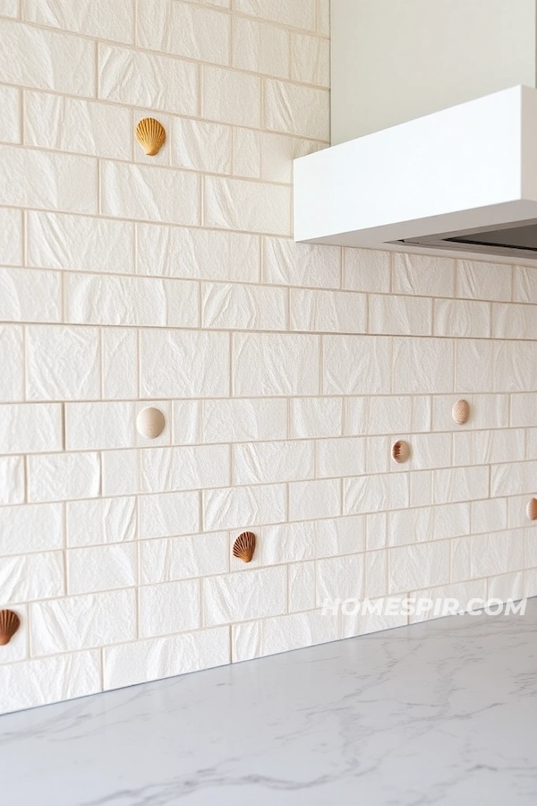 Textured Beach Sand Backsplash with Seashells