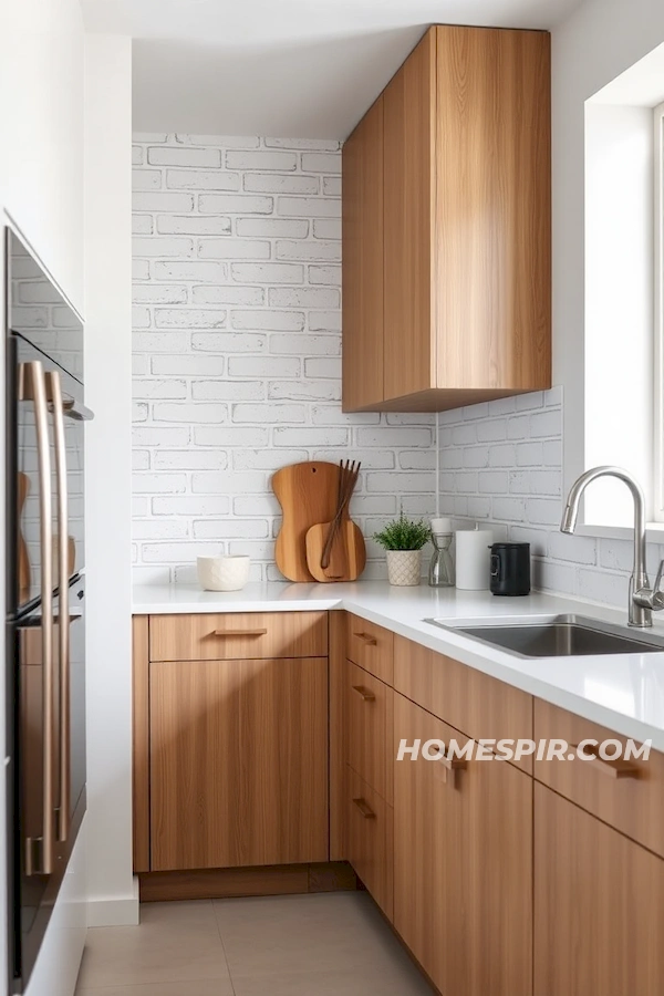 Textured Minimalist Kitchen with Brick Wall