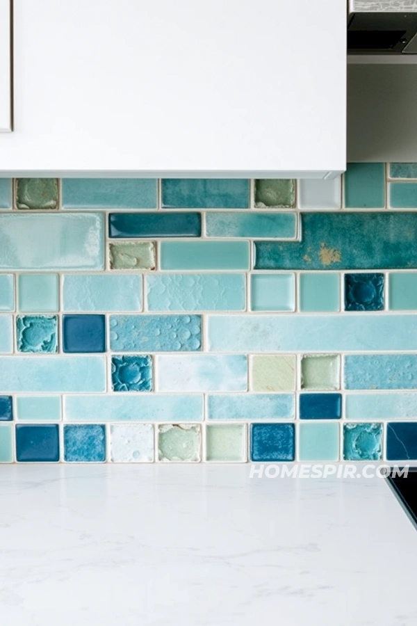 Textured Ocean Colors Kitchen Tile Design