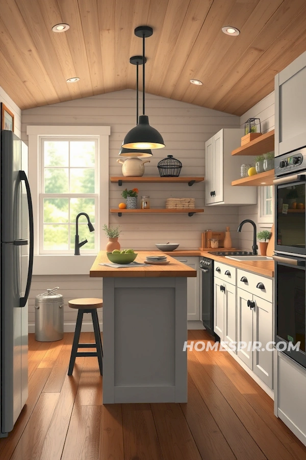 Tiny House Kitchen with a Versatile Island