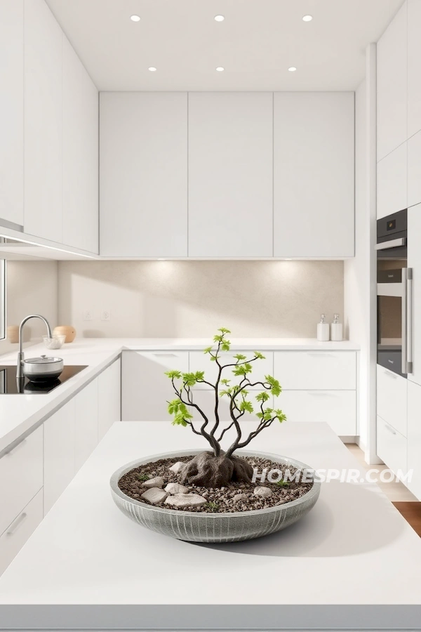 Tranquil Minimalist Kitchen with Zen Garden