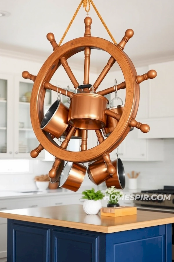 Transform Ship Wheel into Pot Rack