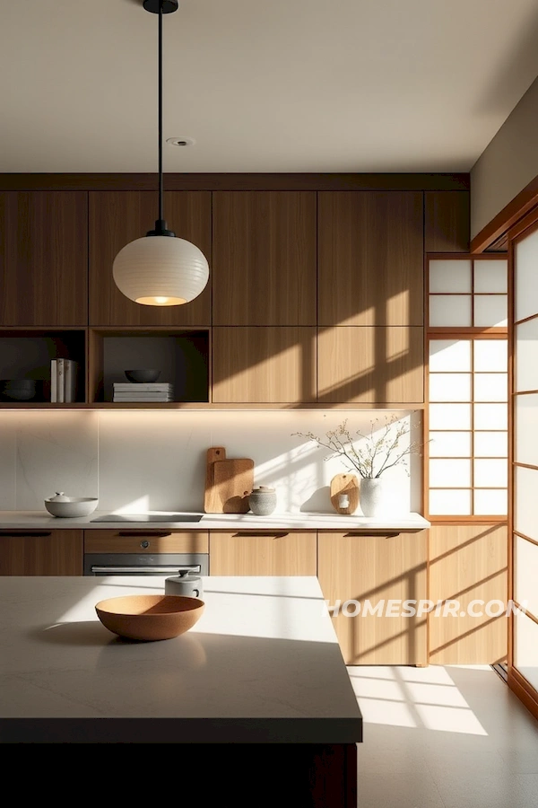 Translucent Materials in Zen-Inspired Kitchen