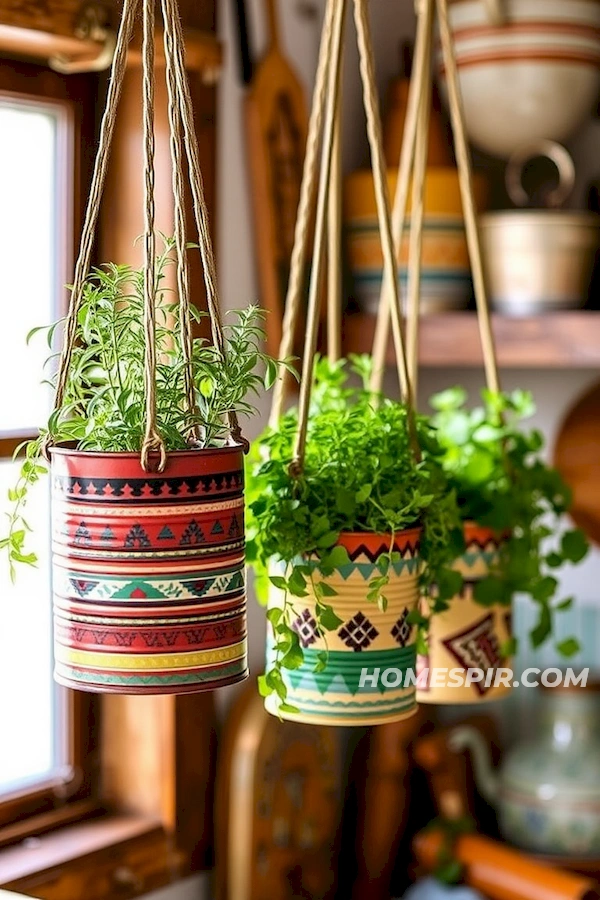 Tribal Patterns Adorn Boho Kitchen Planters