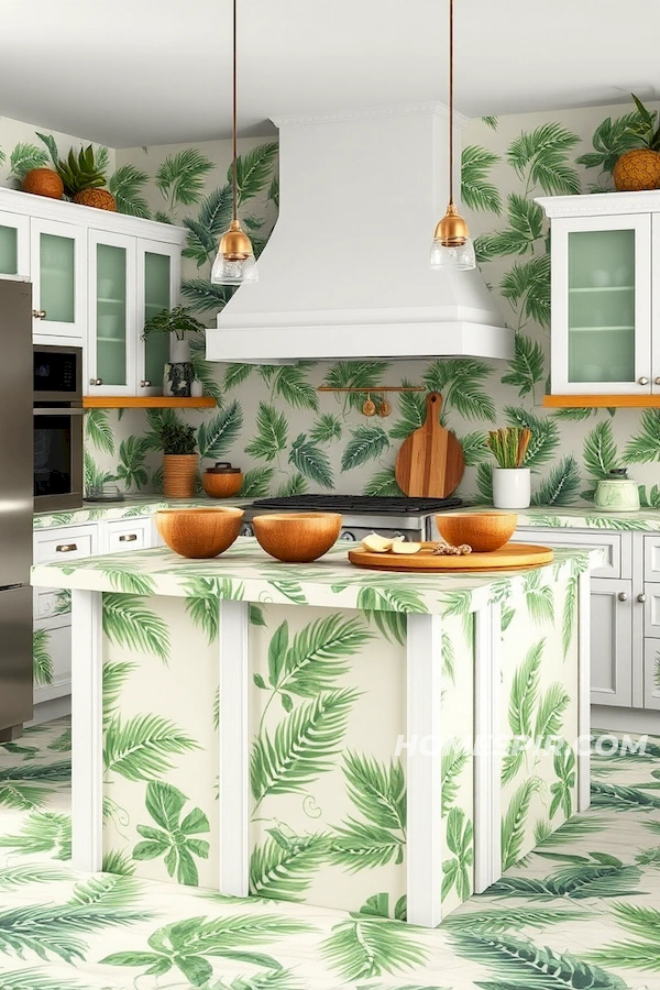 Tropical Paradise Countertop with Coconut Bowls