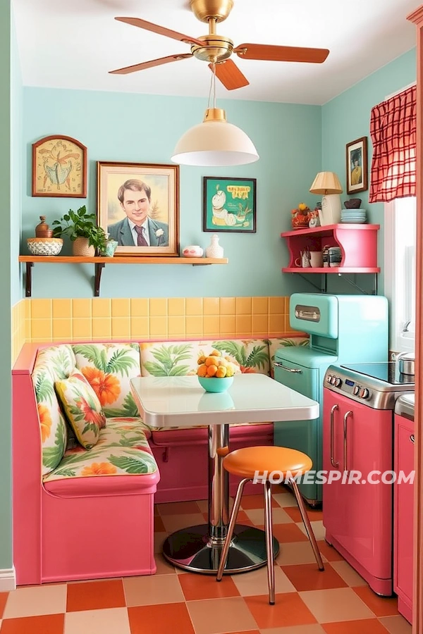 Tropical Prints in 1950s Style Kitchen Booth