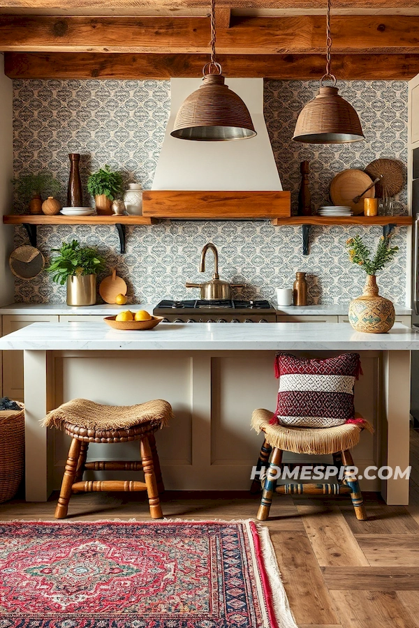 Turkish Rug Enhances Kitchen's Boho Vibe