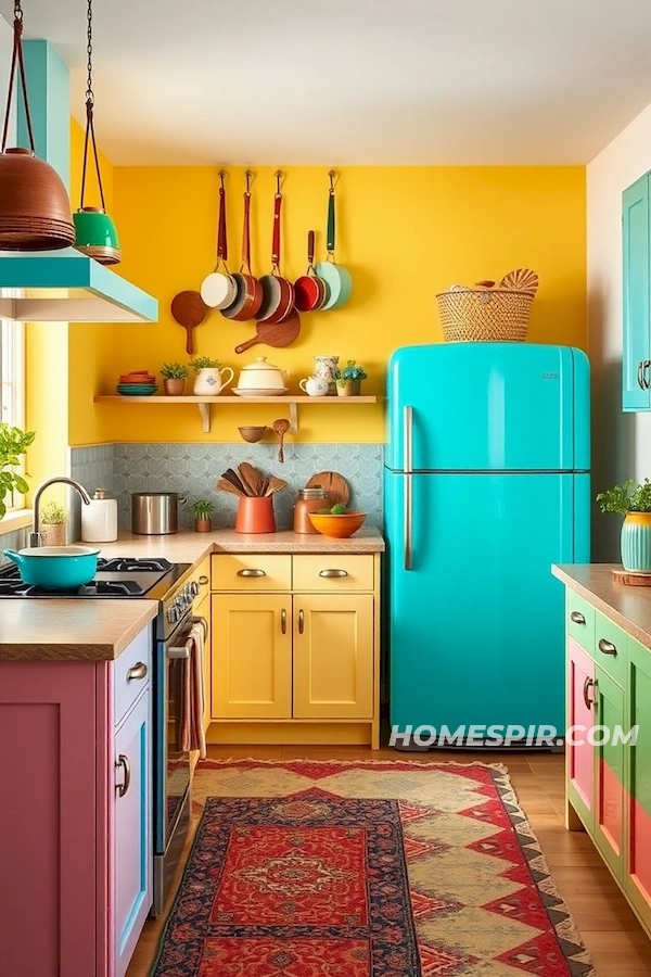 Turquoise Fridge for a Colorful Boho Look