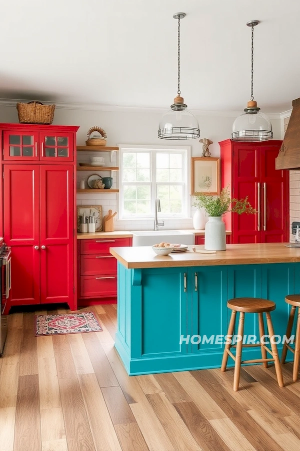 Turquoise Kitchen Feature in Farmhouse Style