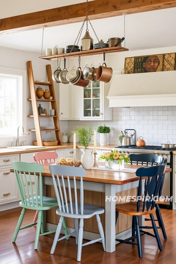 Unconventional Island in an Eclectic Kitchen Setting