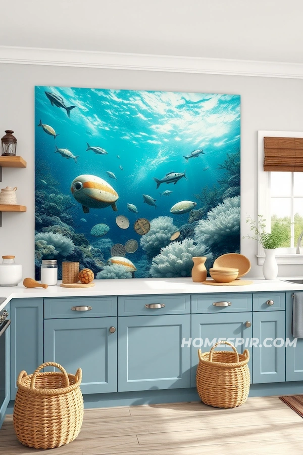 Underwater Scene Art Coastal Kitchen