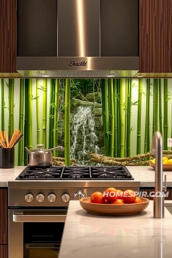 Vertical Bamboo Kitchen Backsplash