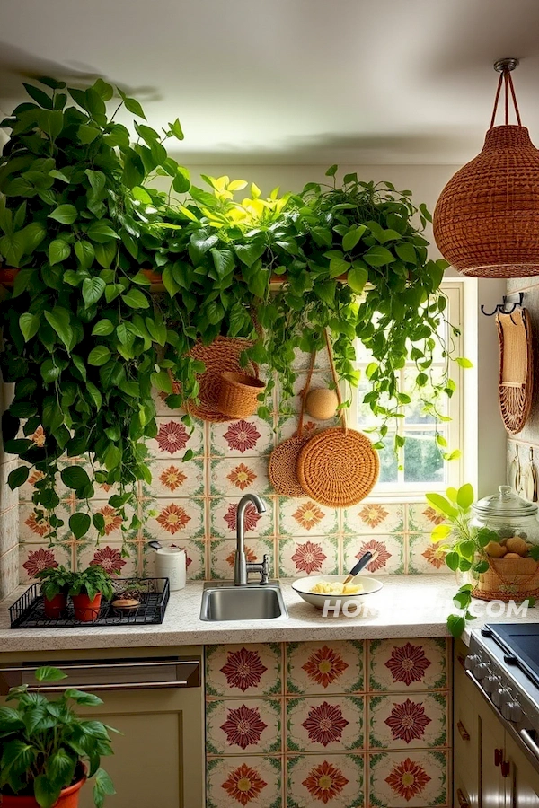 Vibrant Boho Kitchen with Greenery