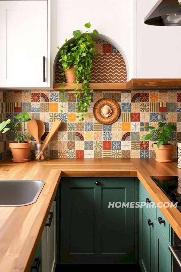 Vibrant Boho Kitchen with Mosaic Handmade Tiles