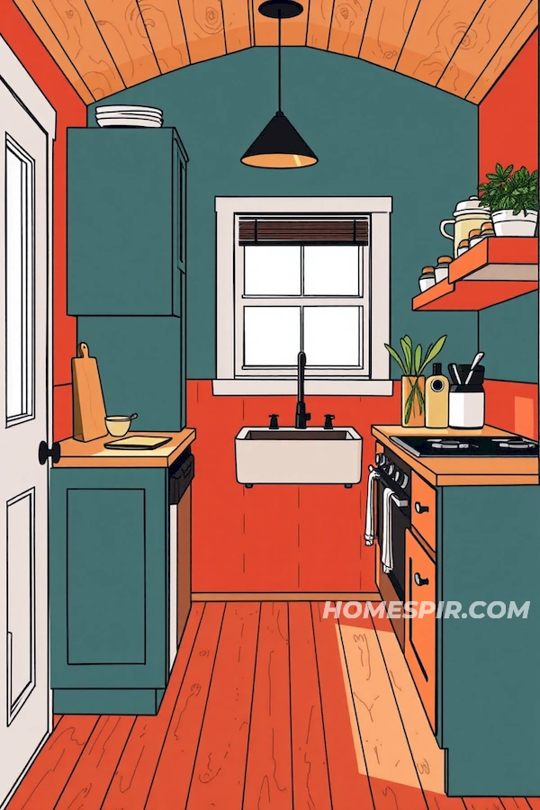 Vibrant Dual-Toned Decor in Tiny Kitchens