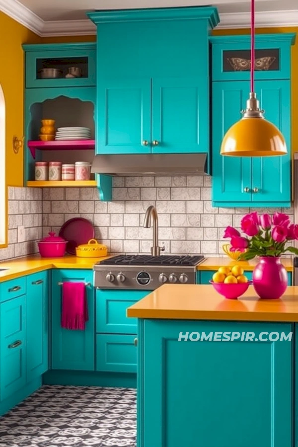 Vibrant Eclectic Kitchen with Bold Color Mix