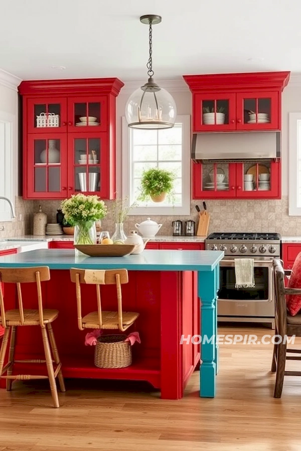 Vibrant Farmhouse Kitchen Island Design