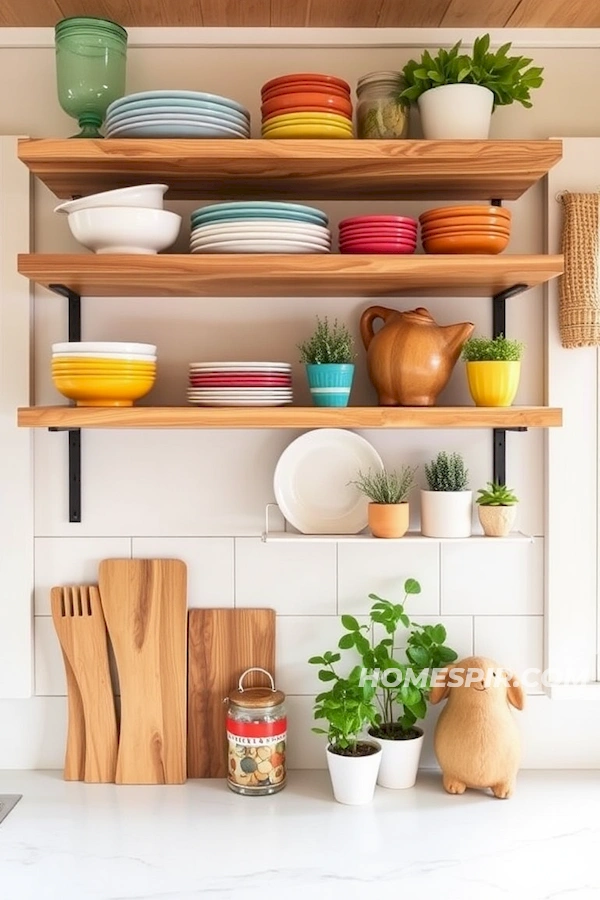 Vibrant Floating Shelves for Tiny Kitchen