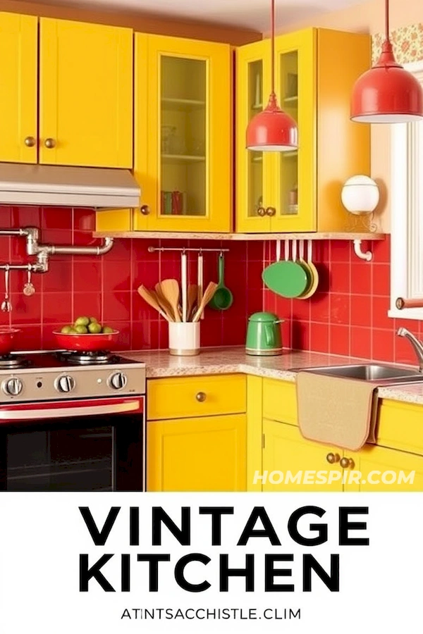 Vibrant Mustard Avocado Cherry Kitchen Design