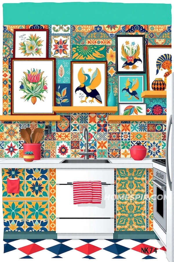 Vibrant Patterns for Eclectic Kitchen Walls