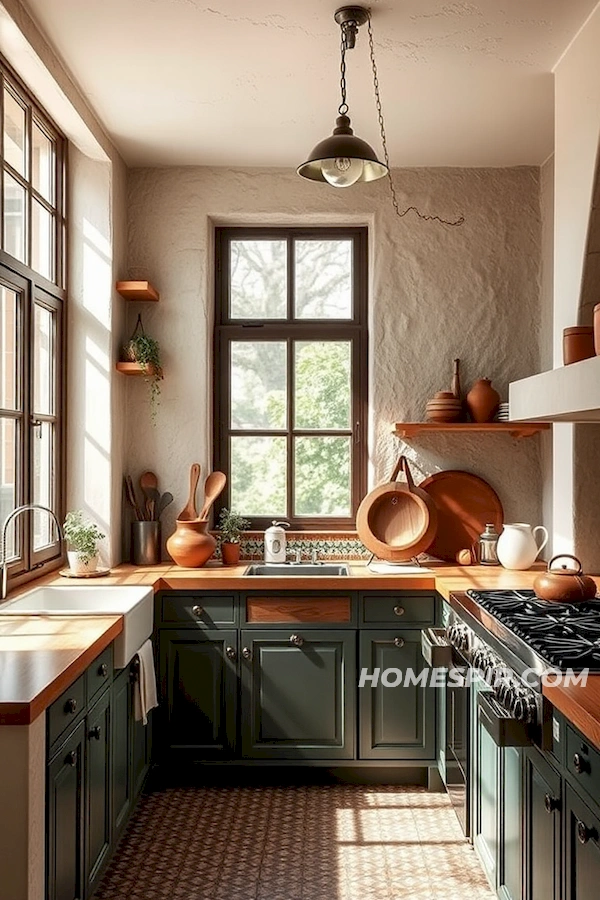 Vibrant Tiles and Wood in Morning Boho Kitchen