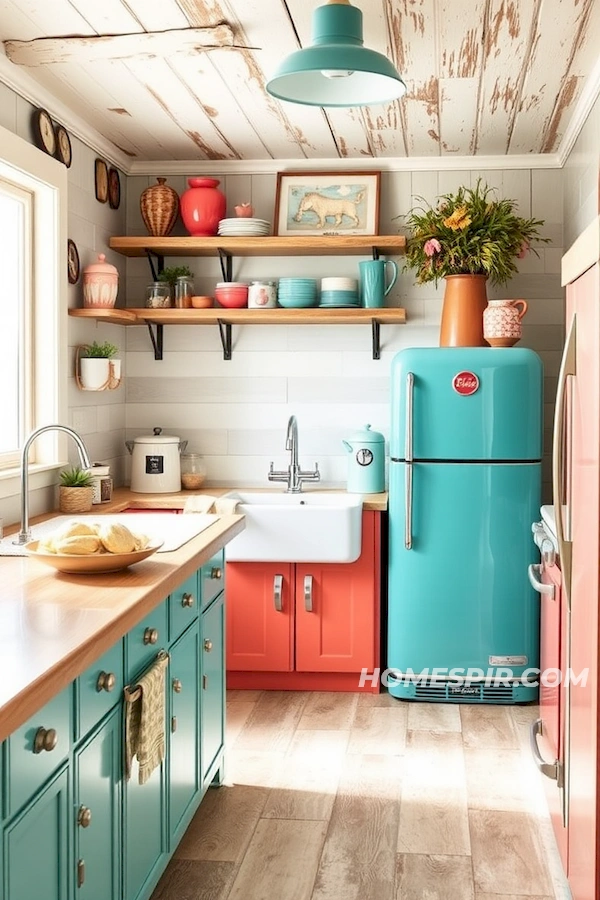 Vintage Beach Kitchen with Retro Appliances