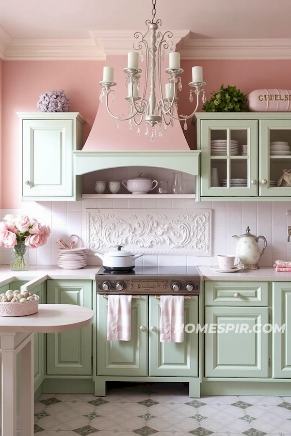 Vintage Charm Parisian Pastel Kitchen Design