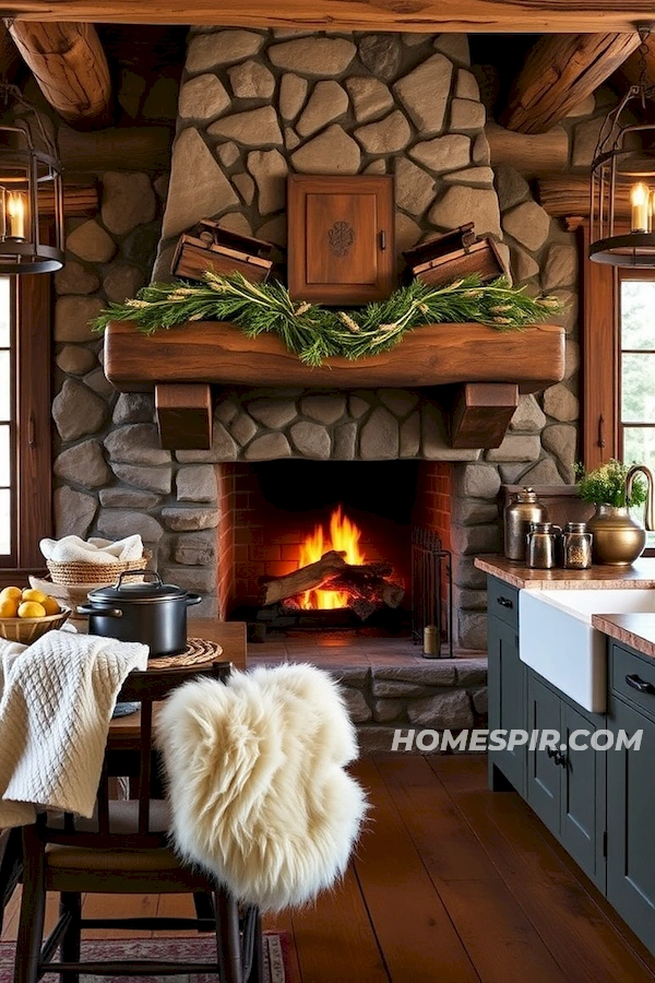 Vintage Cookware Display in Cozy Kitchen