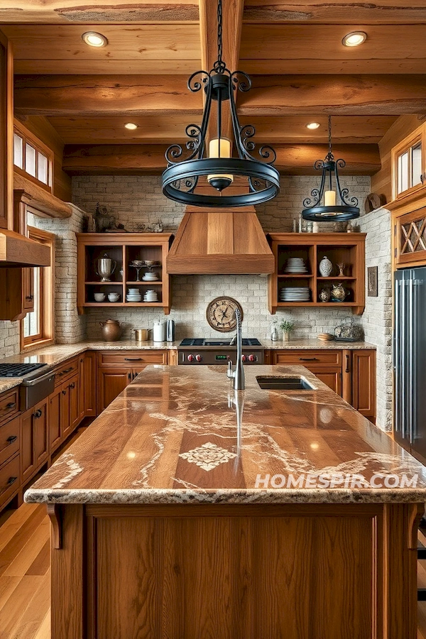 Vintage Dishware and Oak Cabinets Kitchen