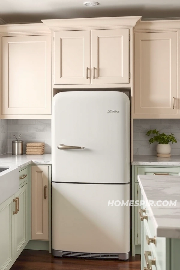 Vintage Fridge with Modern Marble Countertops