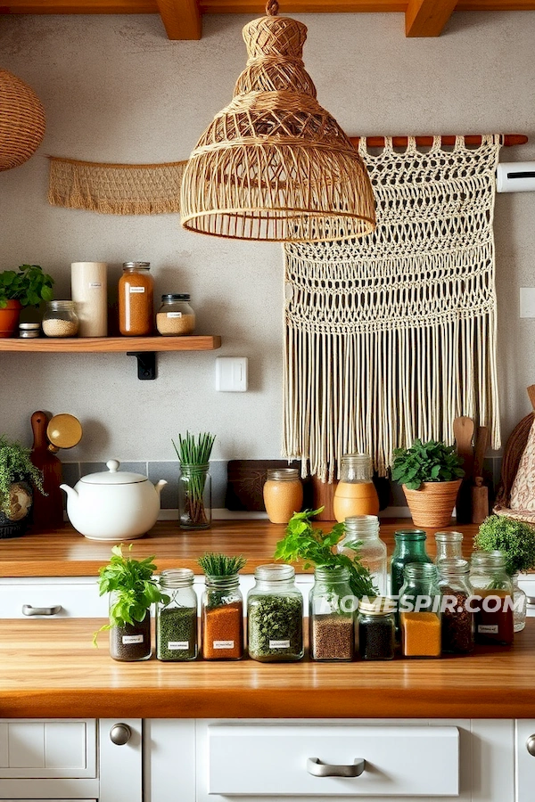 Vintage Glass Jars with Herbs and Spices