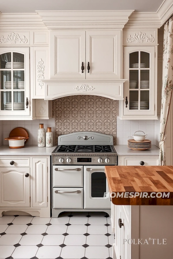 Vintage Kitchen with Cast-Iron Stove Focus